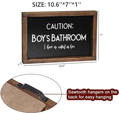 Lavender Inspired Kid's Bathroom Sign, Half Bath Sign, Farmhouse Wall Decor with Funny Quotes-Caution: Boy's Bathroom, I have No Control in Here-Potty Humor - Image 2
