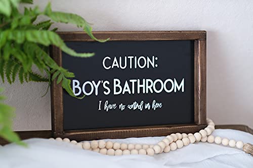 Lavender Inspired Kid's Bathroom Sign, Half Bath Sign, Farmhouse Wall Decor with Funny Quotes-Caution: Boy's Bathroom, I have No Control in Here-Potty Humor - Image 3