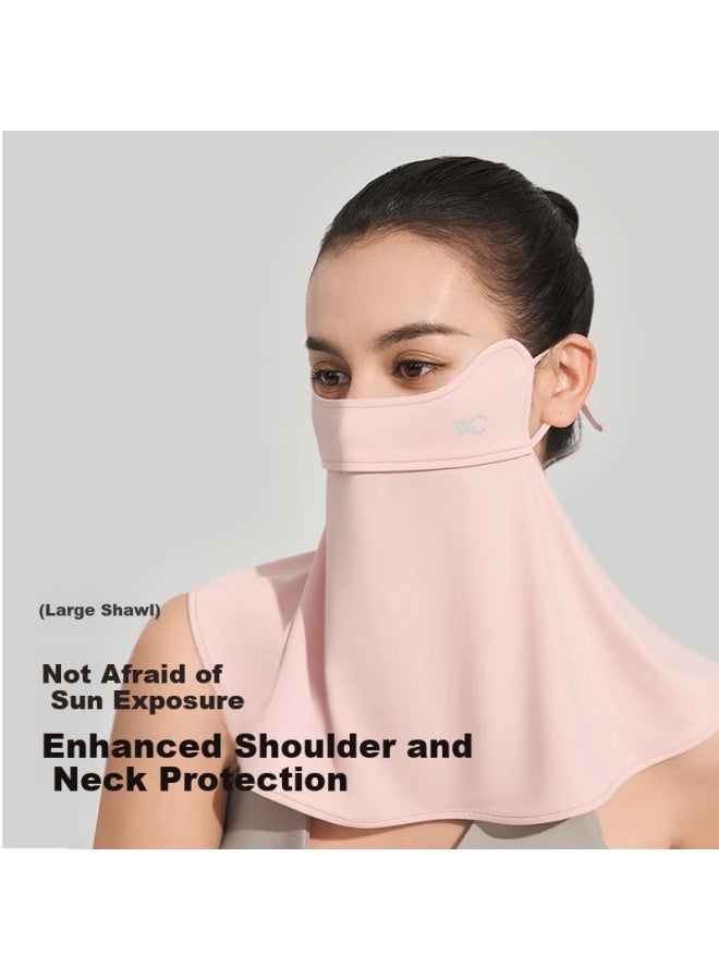 Vvc Sun Protection Face Mask, Ice Skin Neck Guard For Women, Summer Uv-resistant Sunshade, Outdoor Travel Breathable Mask, Ice Mist Pink