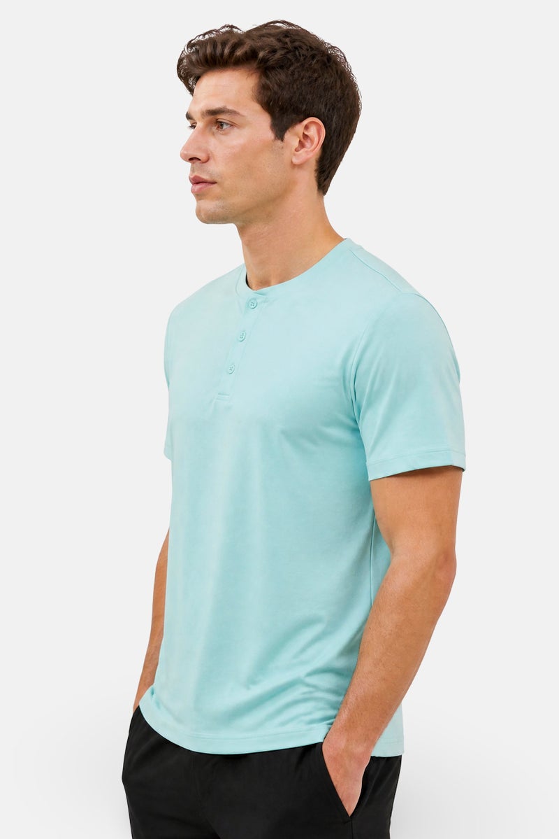 Gaiam Men Slim Fit Short Sleeve Training T-Shirt, Turquoise - Image 3