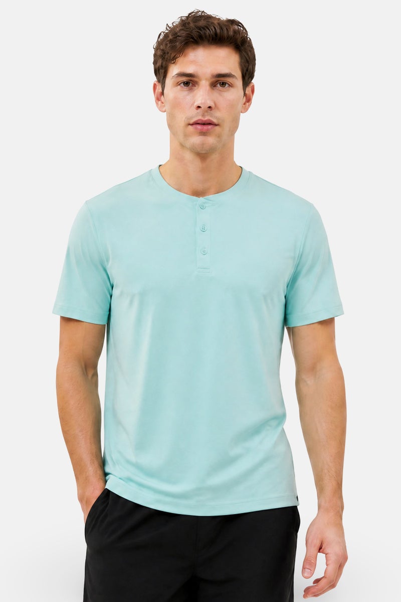 Gaiam Men Slim Fit Short Sleeve Training T-Shirt, Turquoise - Image 1