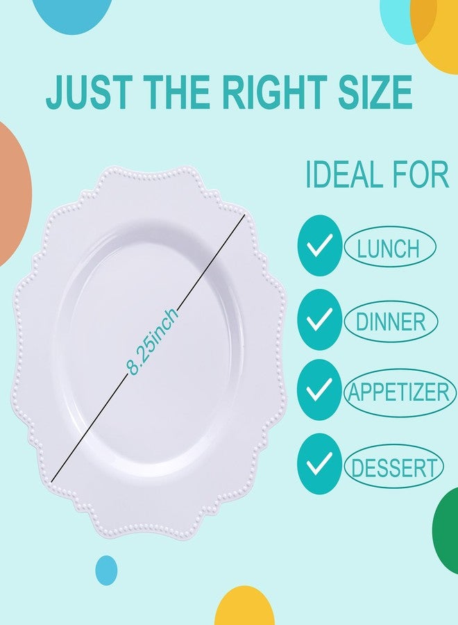 COLOSUS 60pcs White Plastic Dessert Plates - 8.25 Inch- Heavy Duty Disposable Plastic Appetizer/Salad/Cake Plates for Party Wedding and Everyday Use - Image 4