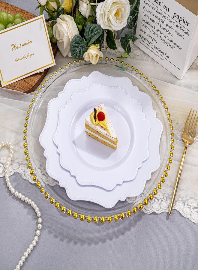 COLOSUS 60pcs White Plastic Dessert Plates - 8.25 Inch- Heavy Duty Disposable Plastic Appetizer/Salad/Cake Plates for Party Wedding and Everyday Use - Image 2