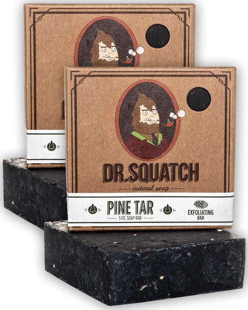 Dr. Squatch صابون دكتور سكووتش من قطران الصنوبر - حزمة من قطعتين للرجال برائحة طبيعية خشبية ومقشر للبشرة - مصنوع يدويًا من زيوت الصنوبر وجوز الهند والزيتون العضوية في الولايات المتحدة (مجموعة من 2 قطعة) - Image 1