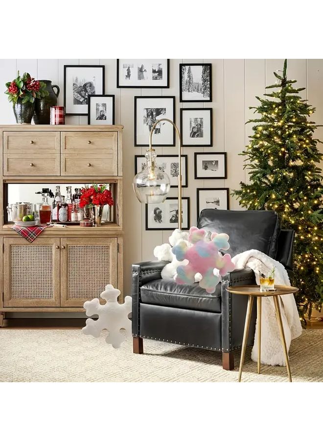 All Season Soft White Plush Snowflake Pillow Winter Theme Cushion For Sofa Bed Couch Hand Washable Decorative Accent With Snowflake Pattern Cozy Christmas And Year Round Decor No Lumps Classic - Image 4