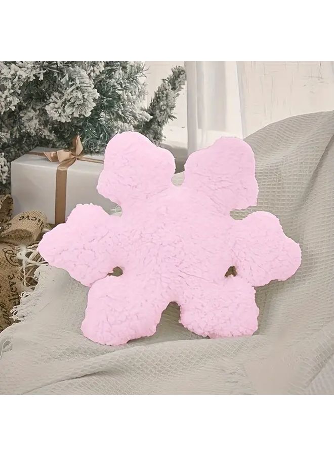 All Season Soft White Plush Snowflake Pillow Winter Theme Cushion For Sofa Bed Couch Hand Washable Decorative Accent With Snowflake Pattern Cozy Christmas And Year Round Decor No Lumps Classic - Image 5