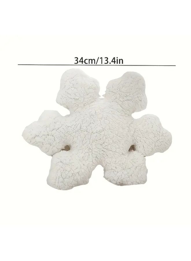 All Season Soft White Plush Snowflake Pillow Winter Theme Cushion For Sofa Bed Couch Hand Washable Decorative Accent With Snowflake Pattern Cozy Christmas And Year Round Decor No Lumps Classic - Image 3