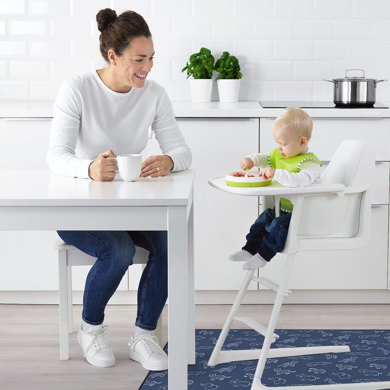 Blissful Diary Baby Splat Mat for Under High Chair, 50.4 x 50.4 Inch Wipeable Splash Mat, Waterproof and Washable, Anti-Slip Floor Protector, Safari Animals - Image 4