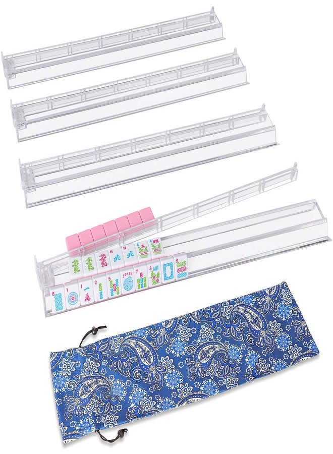 GUSTARIA 19.7'' Clear Mahjong Racks with Pushers, 4 Piece Set Mahjong All-in-One Tile Pusher and Rack, American Mahjong Accessories (Transparent) - Image 1