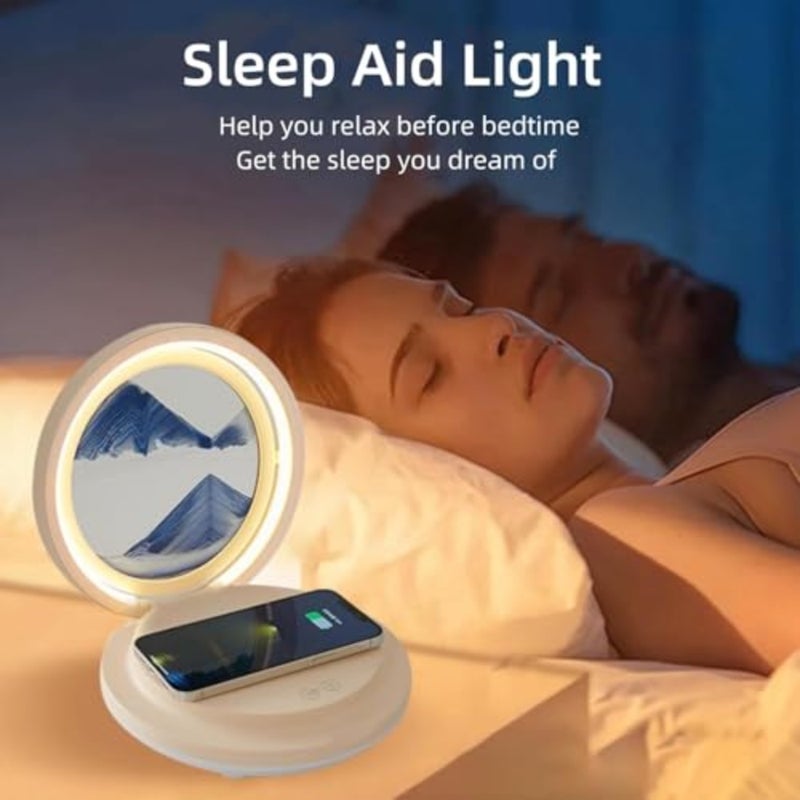 Moving Sand Art Picture Lamp for bedroom and living room, acrylic and wood, warm white and amber, wireless charging and Bluetooth speaker integration - Image 5