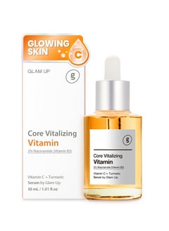 Glam Up GLAM UP Core Vitalizing Vitamin-C Niacinamide 5% Serum - Hyaluronic Acid, Vitamin-C-B3 for Facial Brightening Clearing Serum, Anti Aging and Improve Skin Tone, Vegan & Cruelty Free 30ml (1.12 Fl Oz)  - Image 1