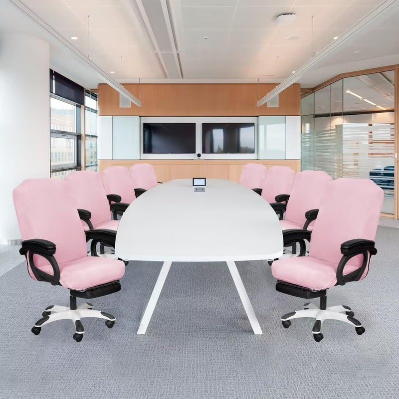 SARAFLORA 2 Pack Office Chair Covers, Stretchable Desk Chair Cover Removable Computer Chairs Cover for Office Chair with Zipper Universal Spandex Rotating Chair Cover Anti-dust Chair Slipcover,Pink - Image 4