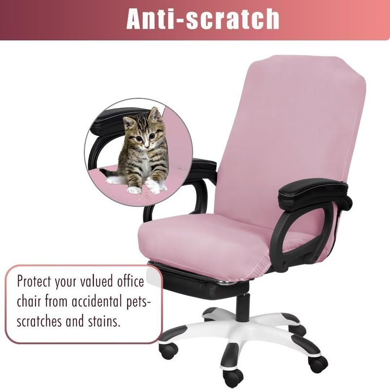 SARAFLORA 2 Pack Office Chair Covers, Stretchable Desk Chair Cover Removable Computer Chairs Cover for Office Chair with Zipper Universal Spandex Rotating Chair Cover Anti-dust Chair Slipcover,Pink - Image 3