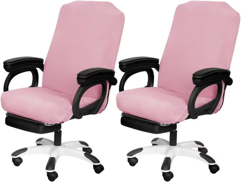 SARAFLORA 2 Pack Office Chair Covers, Stretchable Desk Chair Cover Removable Computer Chairs Cover for Office Chair with Zipper Universal Spandex Rotating Chair Cover Anti-dust Chair Slipcover,Pink - Image 1