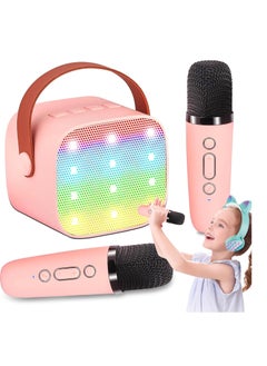 Generic Mini Kids Karaoke Machine with 2 Wireless Microphones Portable Bluetooth Speaker with LED Lights Karaoke Gift for Girls and Boys Birthday Family Parties PINK-02  - Image 1
