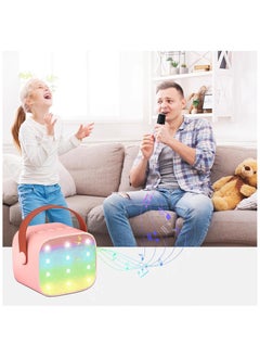 Generic Mini Kids Karaoke Machine with 2 Wireless Microphones Portable Bluetooth Speaker with LED Lights Karaoke Gift for Girls and Boys Birthday Family Parties PINK-02  - Image 4