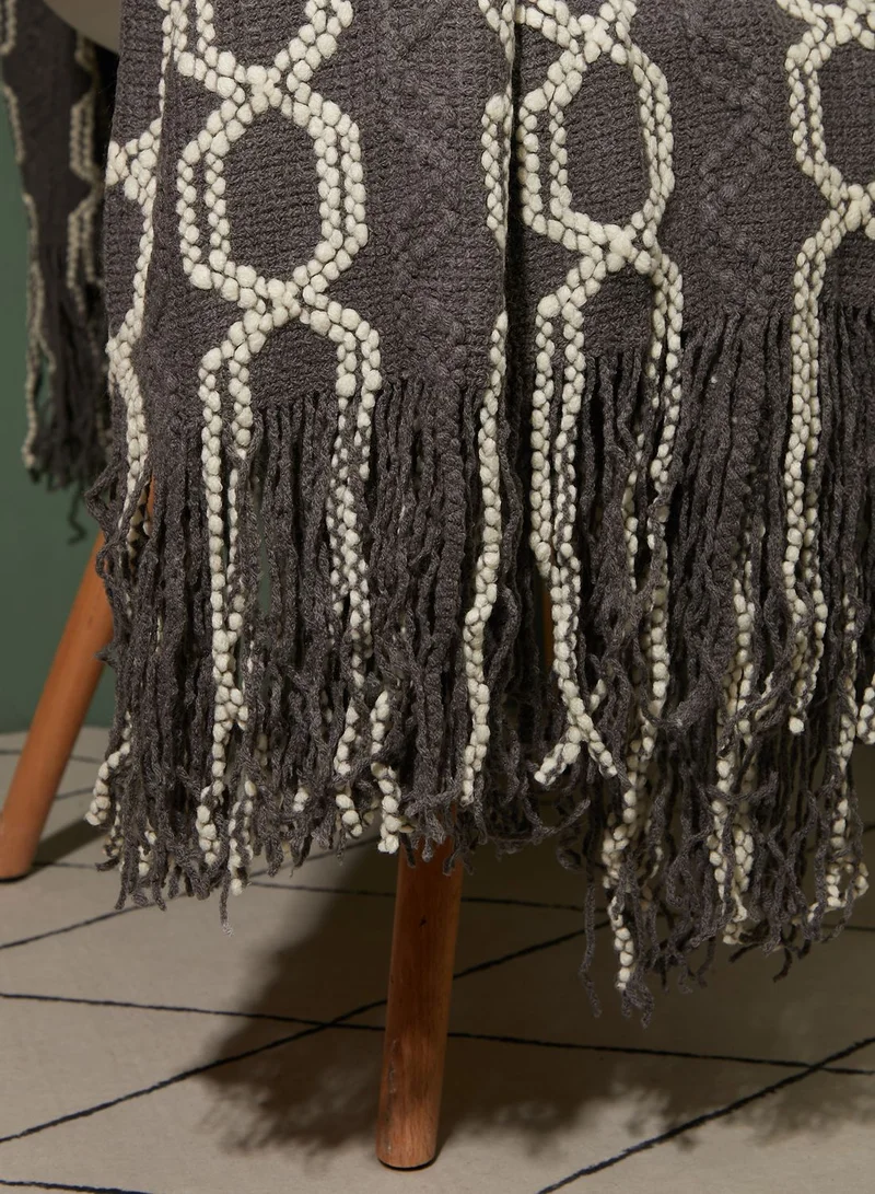 AURORA Grey Knitted Blanket 130 X 220Cm