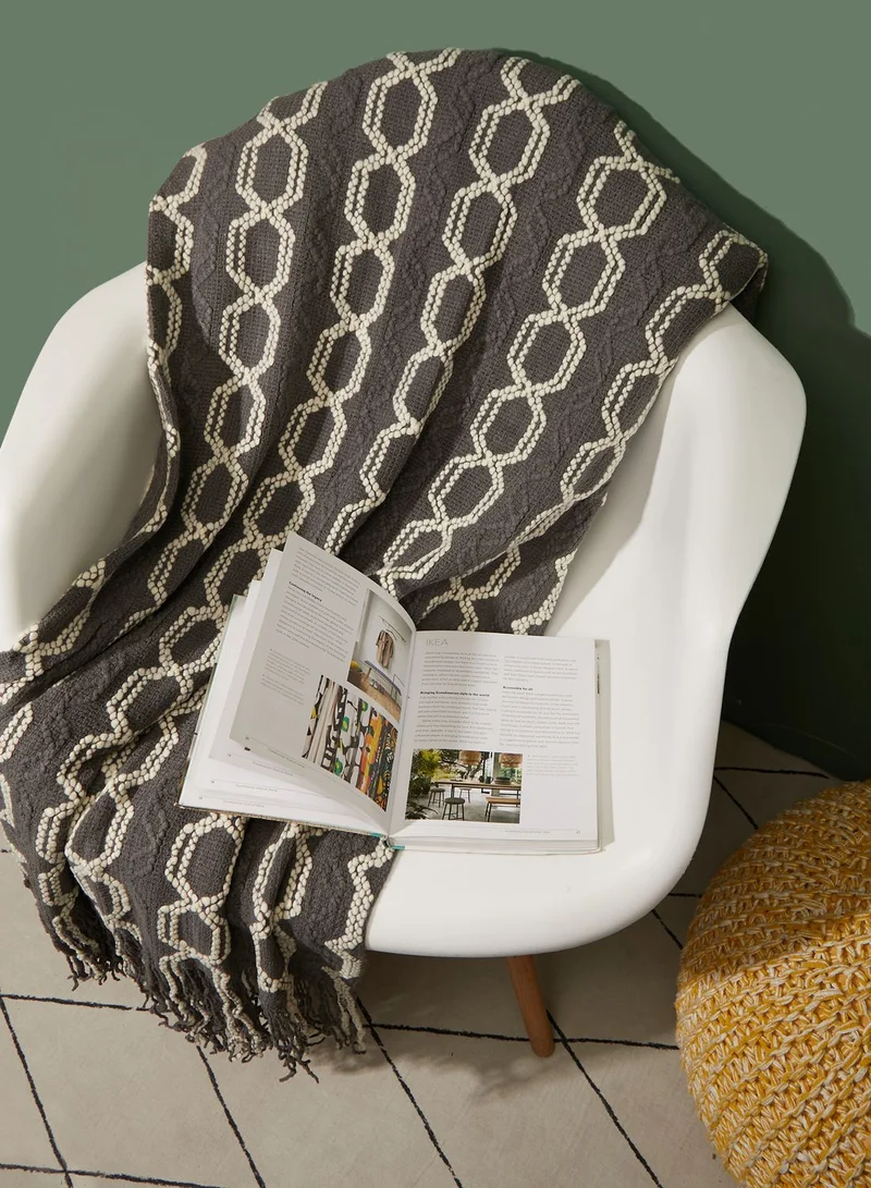 AURORA Grey Knitted Blanket 130 X 220Cm