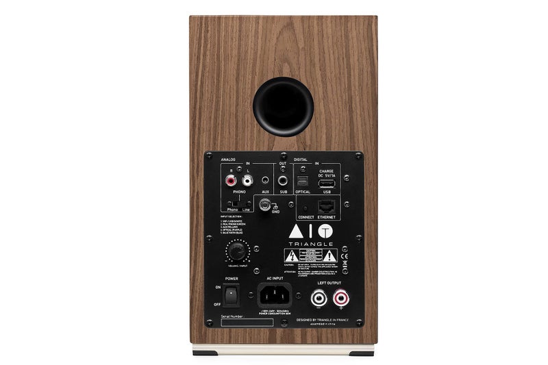 triangle - AIO Twin - Wi-Fi & Bluetooth Active Bookshelf Speakers with 2x50W Amplifier - HD Audio - Phono/Turntable + Optical TV Inputs - 165 x 304 x 235 mm - Brown Maple (Pair) - Image 5