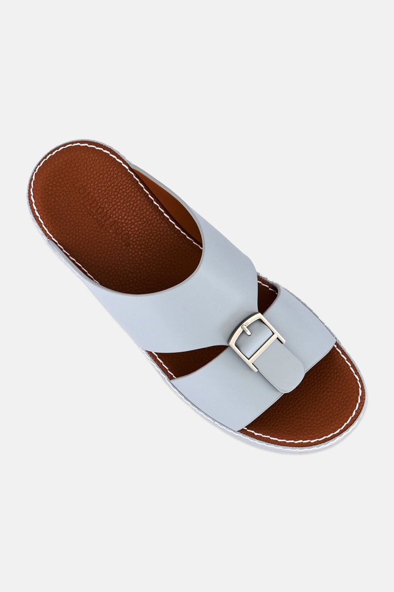 London Fog Men Slip On Arabic Sandals, Light Grey - Image 4