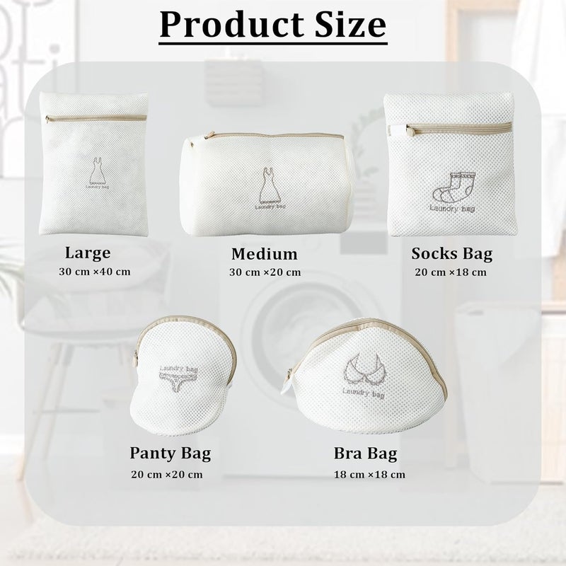 Kuber Industries Kuber Industries 10 Piece Laundry Bags Reusable Mesh Laundry Bags Laundry Washing Bags for Blouse Bra Panty Hosiery Lingerie Jeans Clothes Storage Bag SMWBN004 White Pack of 2 - Image 3