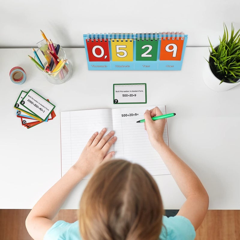 Aizweb Student Place Value Flip Chart - Math Manipulatives K-3 for Elementary Classroom - Double-Sided with Whole Numbers and Base Ten Blocks - Image 5