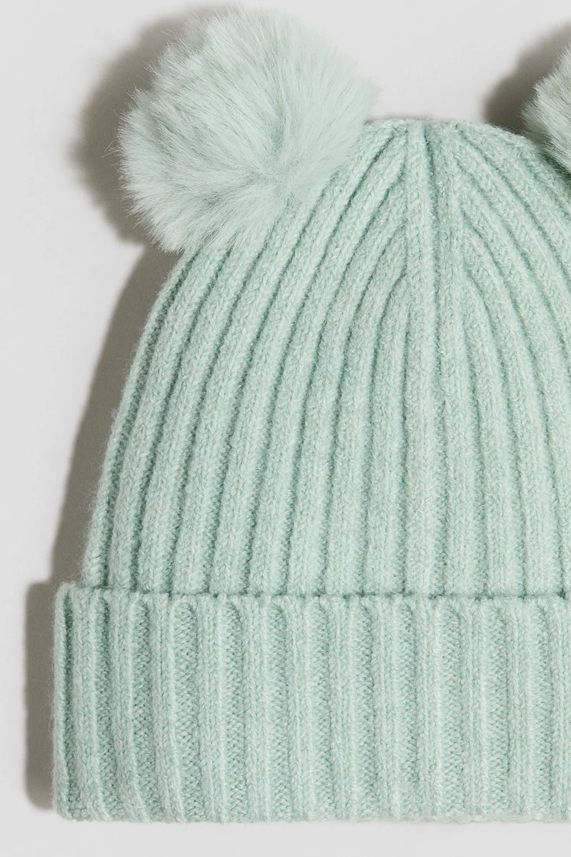 H&M Rib-knit pompom beanie