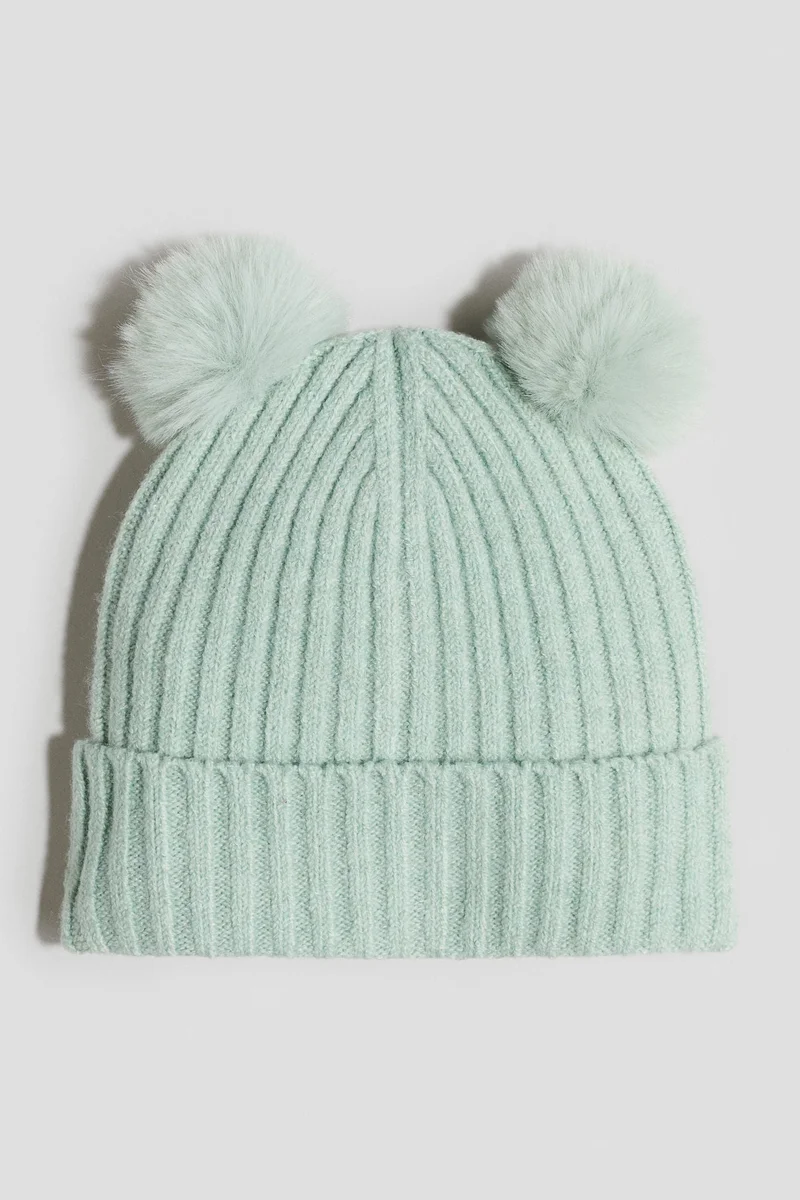 H&M Rib-knit pompom beanie