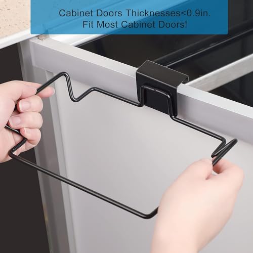 KolorFish Stainless Steel Trash Bag Holder for Kitchen Cabinets Doors and Cupboards, Under Sink Bag Holder, Garbage Bag Rack (Black) - Image 3