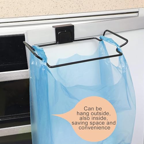 KolorFish Stainless Steel Trash Bag Holder for Kitchen Cabinets Doors and Cupboards, Under Sink Bag Holder, Garbage Bag Rack (Black) - Image 4