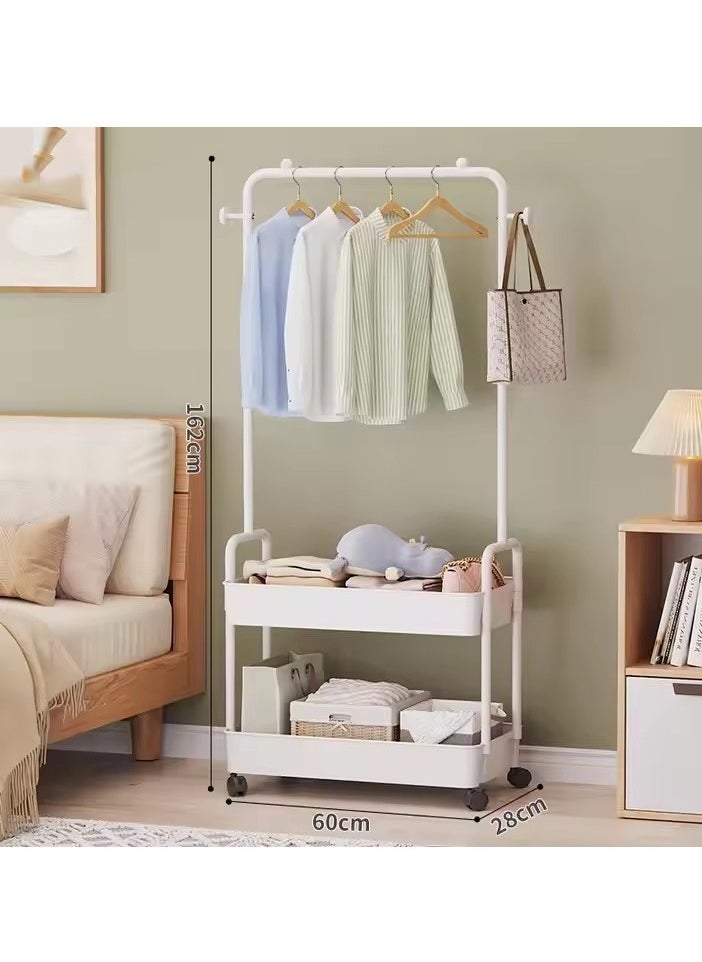 Y&D Coat Rack Freestanding With 2 Tier Rack Lightweight Metal Shoe Rack Organizer Multifunctional Coat Hanger Stand Shoe Shelf For Apartment Bedroom Dorm And Entryway White  - Image 1