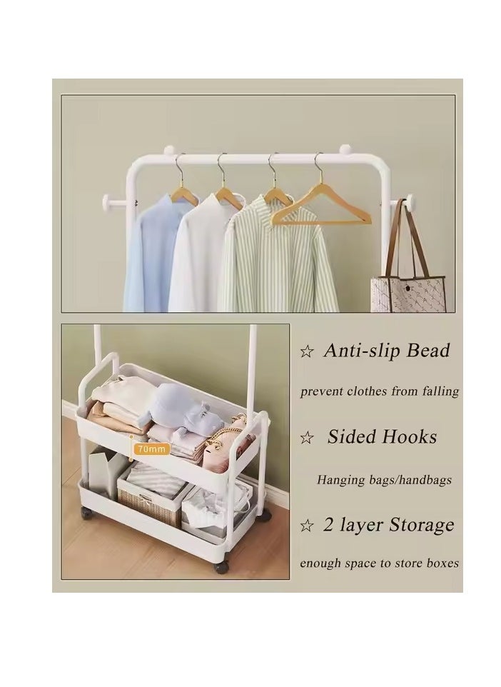 Y&D Coat Rack Freestanding With 2 Tier Rack Lightweight Metal Shoe Rack Organizer Multifunctional Coat Hanger Stand Shoe Shelf For Apartment Bedroom Dorm And Entryway White  - Image 3