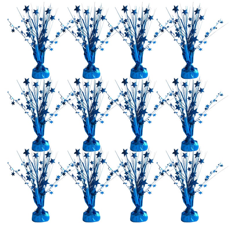 Egolot 12 Pack Metallic Blue Foil Spray Centerpieces Stars Brust Table Centerpieces for Wedding Birthday Anniversary Holiday Party Decor Metallic Star Balloon Wights for Party Table Decor for Party - Image 3