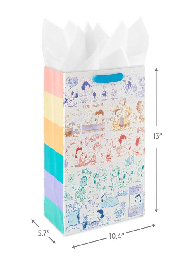 Hallmark Peanuts 13" Large Gift Bag with Tissue Paper (Rainbow Snoopy, Charlie Brown, Linus, Lucy) for Birthdays, Christmas, Fans - Image 3