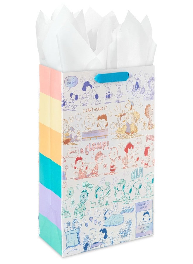 Hallmark Peanuts 13" Large Gift Bag with Tissue Paper (Rainbow Snoopy, Charlie Brown, Linus, Lucy) for Birthdays, Christmas, Fans - Image 4