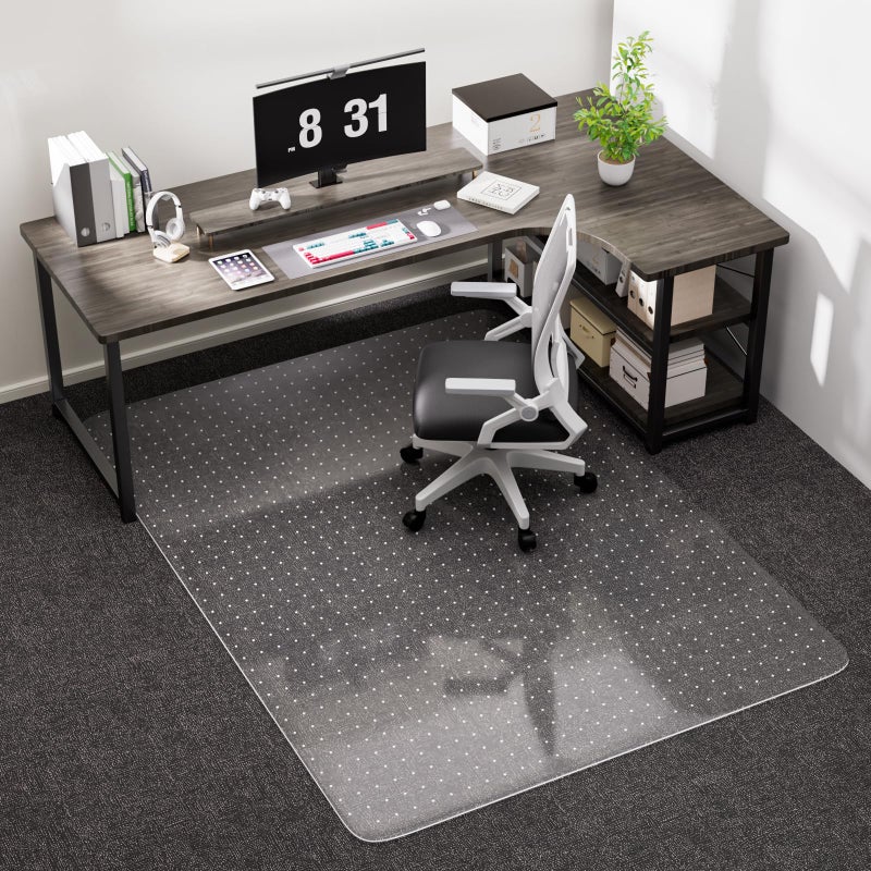 KIOORE Office Chair Mat for Low Pile Carpet with Lip, 48" x 60" Clear Plastic Floor Protector, Heavy Duty Desk Chair Mat for Rolling Chairs, Smooth Glide Computer Mat for Home Office - Image 1