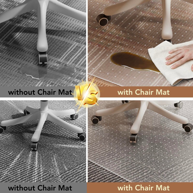 KIOORE Office Chair Mat for Low Pile Carpet with Lip, 48" x 60" Clear Plastic Floor Protector, Heavy Duty Desk Chair Mat for Rolling Chairs, Smooth Glide Computer Mat for Home Office - Image 3