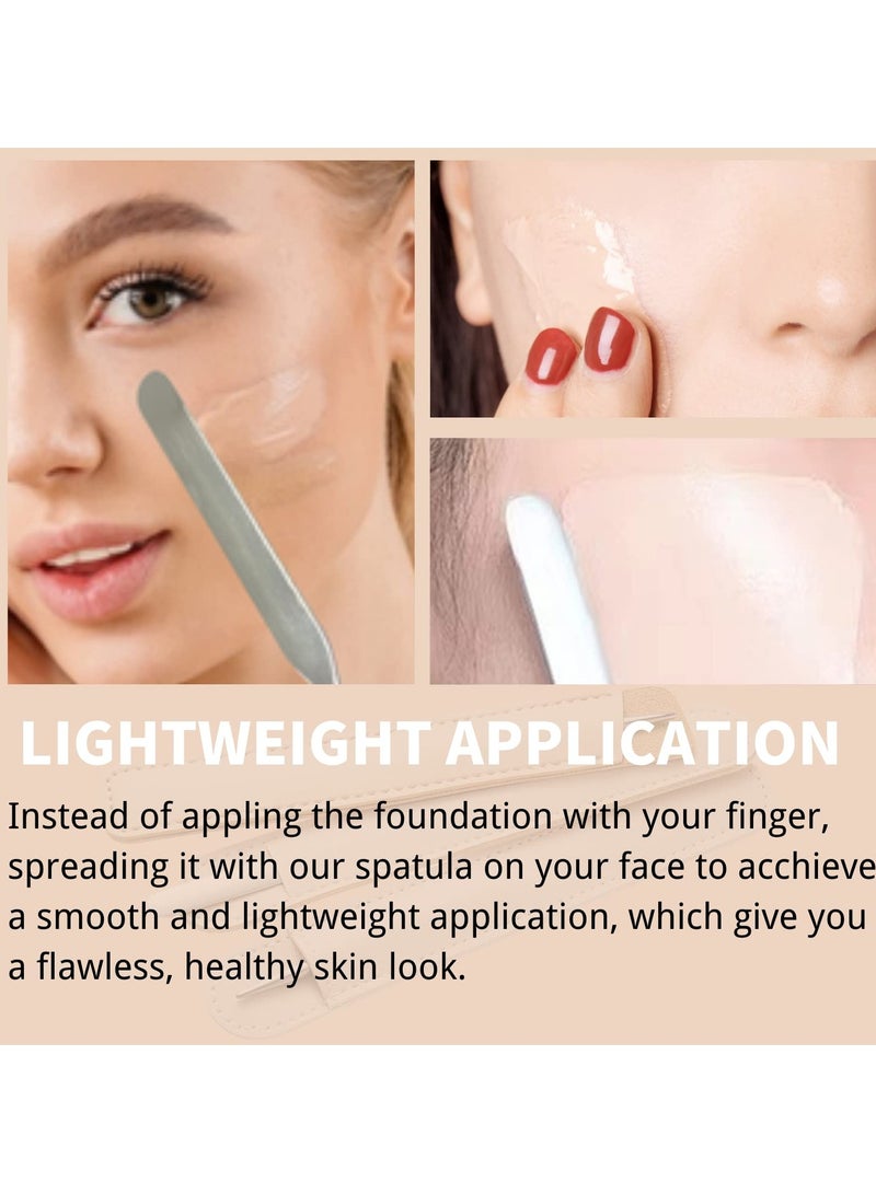 SYOSI 5pcs Makeup Spatula Korean Set, Stainless Steel Make Up Palettes and Spatula, Makeup Mixing Palettes Cosmetic Spatula Tool for Mixing Foundation Eye Shadow Eyelash Nail Art - Image 2