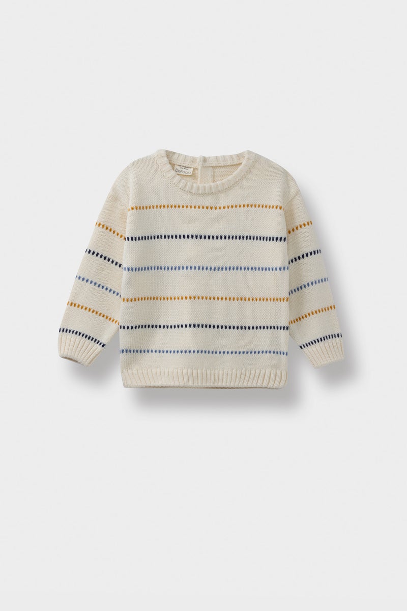 DeFacto Beige Baby Boy Regular Fit Striped Pullover Casual - Image 1