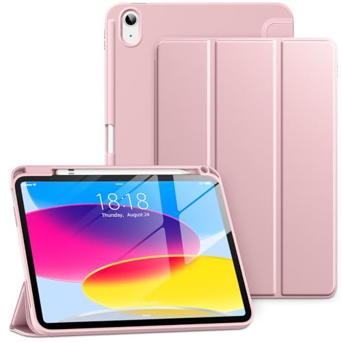 DTTO for iPad A16 11th Generation Case 11 Inch 2025 iPad 10th Generation Case 109 Inch 2022 Slim Trifold Stand Soft TPU Back Protective Cover with Pencil Holder Auto SleepWake Rose Gold - Image 1