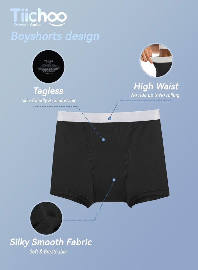 TIICHOO Leakproof Period Underwear for Women Heavy Flow Day and Night Absorbency Period Shorts Pack of 3(Large, Black of 3) - Image 4