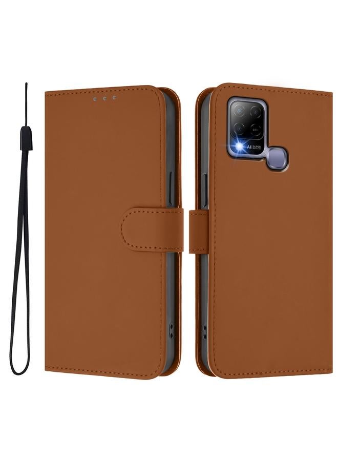 اس-توب جراب لهاتف Infinix Hot 10T / Hot 10s مصنوع من الجلد بلون سادة مع حبل - Image 2