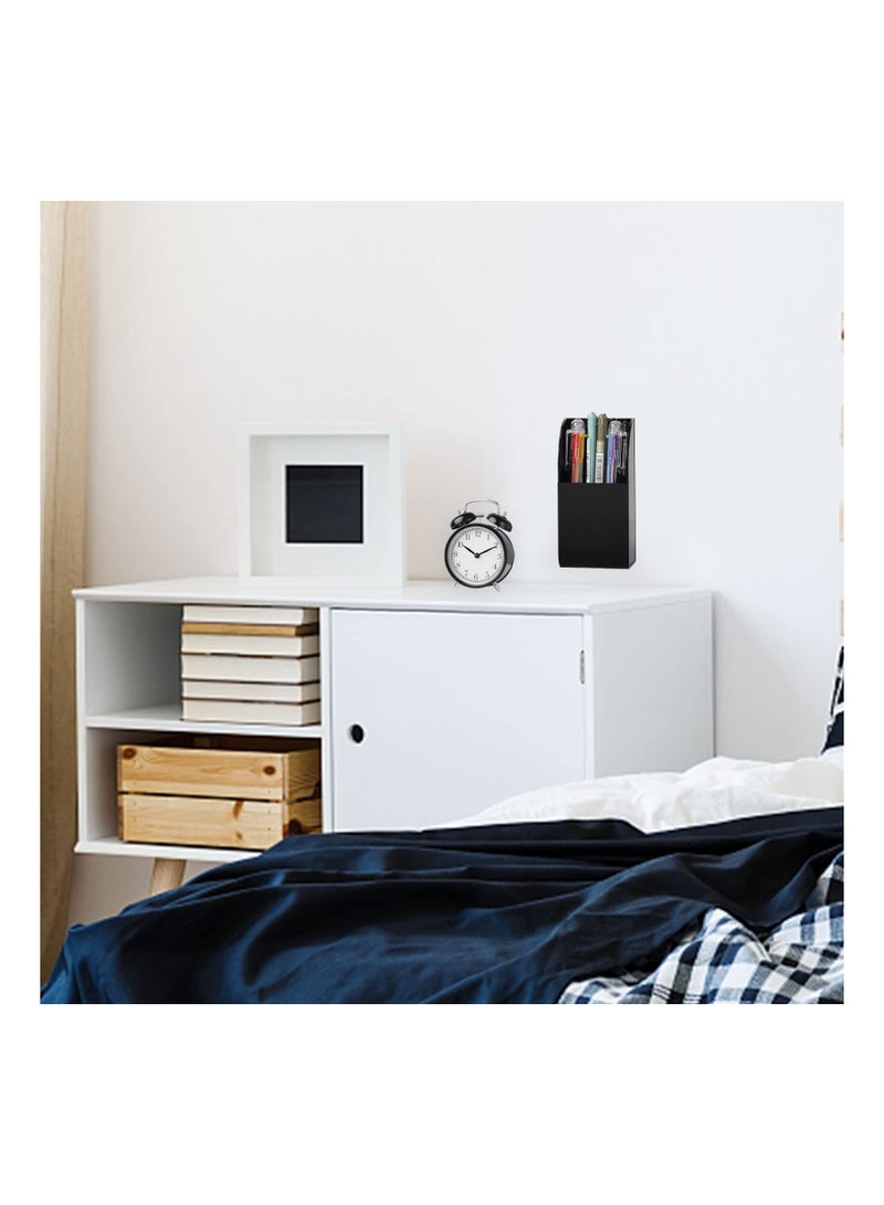 SYOSI Wall Mount Pencil Holder, Acrylic Remote Holder Wall Mount 1 Compartment, Black Remote Control Holder Wall Mount, Wall Pen Holder, Single Pen Holder for Wall, Pens, Makeup, Key, 2.8’’×1.6’’×5.6’’ - Image 5