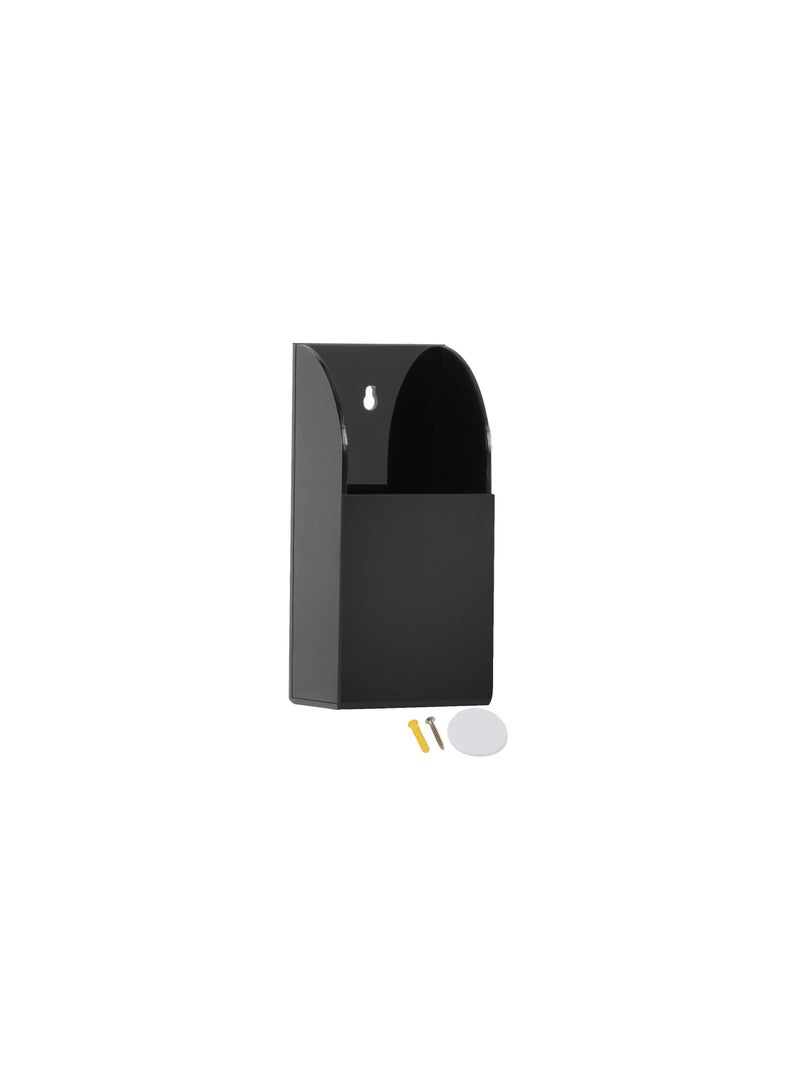 SYOSI Wall Mount Pencil Holder, Acrylic Remote Holder Wall Mount 1 Compartment, Black Remote Control Holder Wall Mount, Wall Pen Holder, Single Pen Holder for Wall, Pens, Makeup, Key, 2.8’’×1.6’’×5.6’’ - Image 2