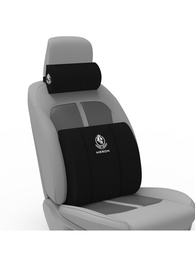 MRRON Faux Lumbar Back Support Neck Rest for Chair & Car Seat, Orthopaedic Support Memory Foam Backrest Cushion Designed for Back Pain Relief Pillow for Comfortable Sitting (Black) - Image 1