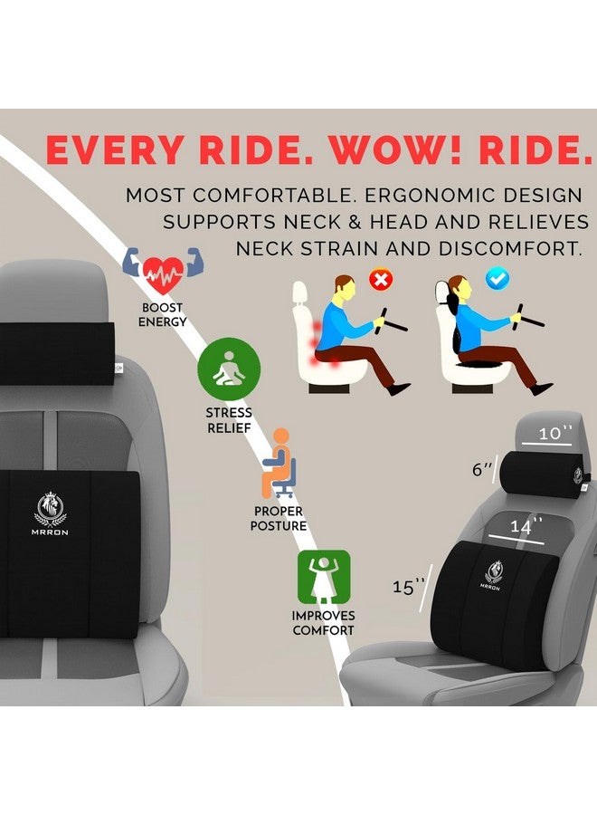 MRRON Faux Lumbar Back Support Neck Rest for Chair & Car Seat, Orthopaedic Support Memory Foam Backrest Cushion Designed for Back Pain Relief Pillow for Comfortable Sitting (Black) - Image 3