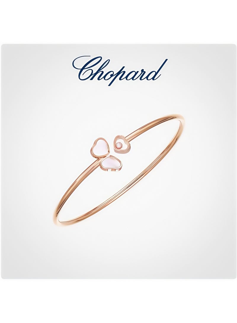 شوبارد شوبارد ذهب وردي، لؤلؤة بيضاء، سوار برسيم، سوار، هدية ماسية - Image 1