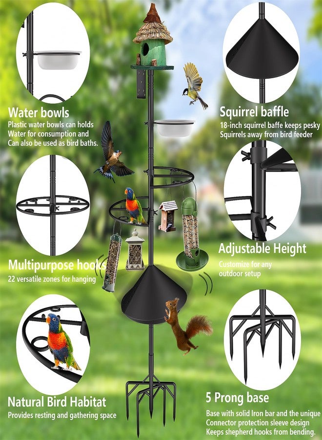 RINLAIN Bird Feeder Pole Stand,95 Inch House Pole for Outdoors Weather Station,Heavy Duty Metal Mount Kit Adjustable Multifunctional Bird Feeder Set - Image 2