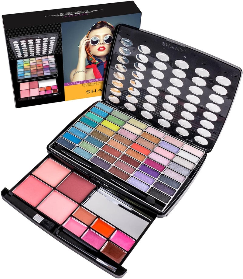 SHANY Glamour Girl Makeup Kit - 48 Pigmented Eyeshadows, Blushes, Lipsticks, and Makeup Accessories in Vintage Packaging - Image 1