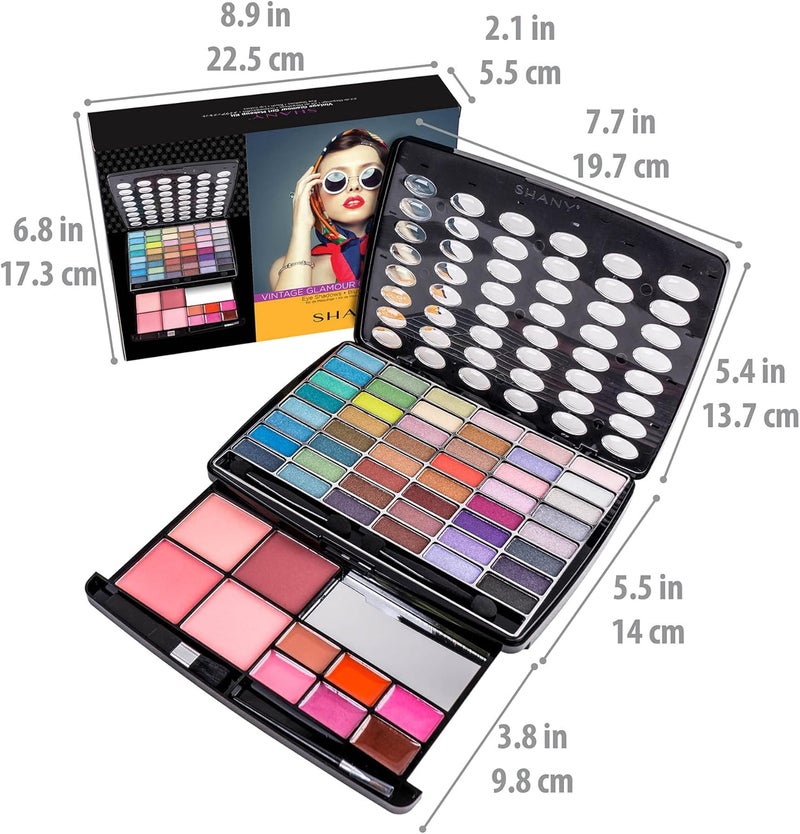 SHANY Glamour Girl Makeup Kit - 48 Pigmented Eyeshadows, Blushes, Lipsticks, and Makeup Accessories in Vintage Packaging - Image 4